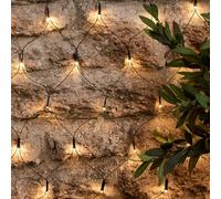 Lights4fun 100 Warm White LED 1m x 1m Solar Powered USB Rechargeable Outdoor IP44 Waterproof Garden Fairy Net Light on Green Cable