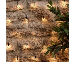 Lights4fun 100 Warm White LED 1m x 1m Solar Powered USB Rechargeable Outdoor IP44 Waterproof Garden Fairy Net Light on Green Cable