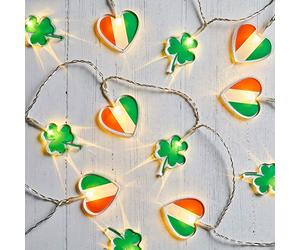 Lights4fun 12 Shamrock and Irish Flag St Patrick’s Day Battery Operated LED Indoor String Lights 1.65m