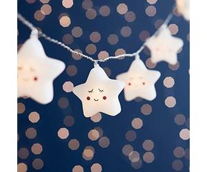 Lights4fun 12 Star Battery Operated Children's String Fairy Lights Bedroom Nursery Warm White LED 2.2m with Timer