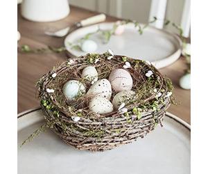 Lights4fun 15cm Artificial Easter Egg Nest Spring Tabletop Indoor Decoration