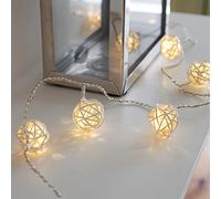 Lights4fun 16 Warm White LED Battery Operated Rattan Ball Fairy Lights