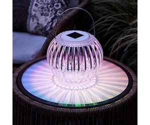 Lights4fun 17cm Outdoor Solar Powered Colour Changing LED Table Hanging Decorative Lantern Garden Decoration Waterproof IP44