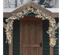 Lights4fun 2.5m Dual Lit Artificial Snowy Outdoor Battery Operated Christmas Garland
