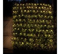 Lights4fun 2 x 2m Outdoor Net Light with 140 Warm White LEDs on Green Cable - Plug-in with 8 Modes & Timer - IP44 Rated for Garden, Trees, Bushes, Fences, and Walls