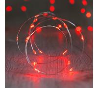 Lights4fun 2 x Set Deal of Battery Operated Fairy Lights with 20 Micro Red LEDs on Silver Wire