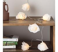 Lights4fun 20 LED Cream White Rose Flower Indoor Fairy Lights Mains Powered 3m