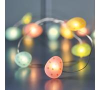 Lights4fun 20 Micro LED Easter Egg String Lights with Polka Dot Decorations, Battery Operated Spring Fairy Lights for Easter Home Décor, Mantel Styling & Seasonal Displays