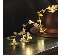 Lights4fun 20 Warm White Micro LED Battery Operated Gold Leaf Autumnal String Fairy Lights Garland with Timer 1.8m