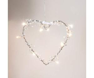 Lights4fun 20cm Indoor Battery Operated Light Up LED Heart Wreath Hanging Decoration