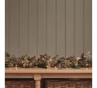 Lights4Fun 2m Autumn Winter Pre-Lit Garland with Faux Foliage in Plum, Ochre and Deep Green on Natural Twig Frame - Warm White LEDs and Battery Operated Timer - Seasonal Indoor & Outdoor Display