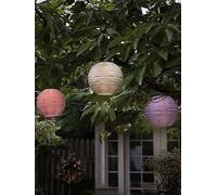 Lights4Fun 3 Round Pastel Tyvek Hanging Solar Lanterns One Colour