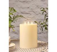 Lights4fun 3 Wick TruGlow® Outdoor Solar Candle White