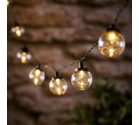 Lights4fun 30 Warm White LED Festoon String Lights Black Cable Plug in 7.5m Indoor Outdoor Use Fully Waterproof IP44