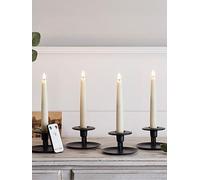 Lights4fun Set of 4 Ivory TruGlow® Short Taper LED Candles - Flameless Battery Candles with Remote & Timer - Real Wax Flickering Lights for Dinner Parties, Weddings & Table Decor - 17cm
