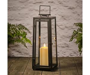 Lights4fun 40cm Large Outdoor Solar Powered Black Metal Decorative Candle Lantern - TruGlow® LED - IP44 Waterproof for Garden, Patios, Front Door Entrance & Porch Steps