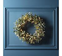 Lights4fun 50cm Pre Lit Artificial Battery Operated Frosted Mistletoe Christmas Wreath Decoration Indoor and Outdoor Use