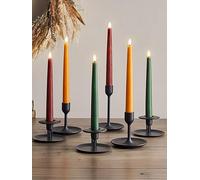 Lights4fun Set of 6 Autumnal Taper Candles with Remote Battery LED Flameless Real Wax Timer