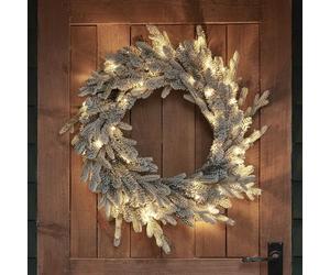 Lights4fun 60cm Dual Lit Artificial Snowy Outdoor Battery Operated Christmas Wreath