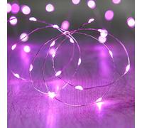 Lights4fun Battery Operated Fairy Lights with 20 Micro Pink LEDs on Silver Wire