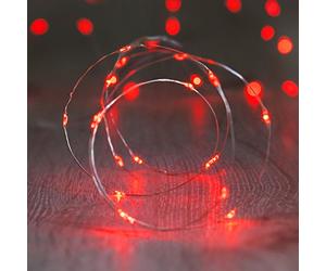 Lights4fun Battery Operated Fairy Lights with 20 Micro Red LEDs on Silver Wire