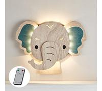 Lights4fun Battery Operated LED Elephant Children's Wall Light Kids Bedroom Nursery Decoration with Remote and Timer
