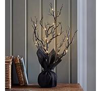 Lights4fun Black Twig Tree Tabletop Halloween Decoration Warm White LED 50cm Battery Timer Indoor Use