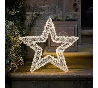 Lights4fun Christmas 38cm Wire Wrapped Light Up Star Decoration 500 Warm White Micro LEDs Plug In Timer Indoor and Outdoor Use