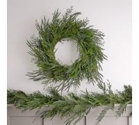 Lights4fun Christmas Artificial Wreath & Garland Extra Full Evergreen Foliage Indoor Decoration