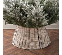 Lights4fun Christmas Indoor 60cm Rattan Wicker Round Tree Skirt Stand Base Cover
