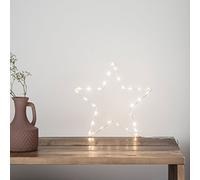 Lights4fun Christmas Indoor Light Up Star Window Decoration with 30 Warm White LEDs Battery Operated Timer 23cm