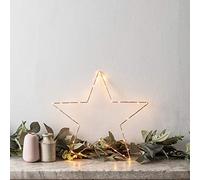 Lights4fun Christmas Indoor Rose Gold Light Up Star Window Decoration with 40 Warm White LEDs Battery Operated Timer 35cm