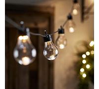Lights4fun Core Connect 25m Connectable Festoon String Lights Warm White LED Edison Bulb Clear Cap Black Cable Plug in Timer IP44