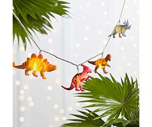 Lights4fun Dinosaur Children's Fairy String Lights Battery Operated Bedroom Nursery 12 Warm White LEDs with Timer 2.2m