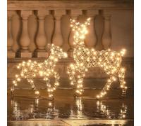 Lights4fun Dual LED Studley Doe & Fawn Light Up Reindeer Duo with 300 LED Lights | Frames, Ground Stakes and Guy Ropes Included | Indoor & Outdoor Christmas Figures