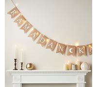 Lights4fun Eid Mubarak Ramadan Battery Operated Bunting Banner with 25 Warm White Fairy String Light LEDs 2.5m