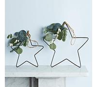 Lights4fun Eucalyptus & White Berry Iron Hanging Stars Christmas Decoration 28cm