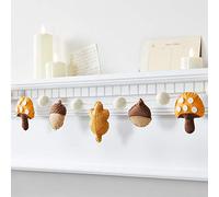 Lights4fun Felt Autumnal Garland Fireplace Decoration - 1.3m Cosy Seasonal Banner with Mushrooms, Leaves & Acorns - Ideal for Autumn, Halloween & Harvest Styling