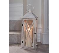 Lights4Fun Folkestone Large Wooden Lantern With Truglow Candle Natural