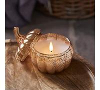Lights4fun Halloween Glass Pumpkin Jar TruGlow® LED Flameless Candle Autumn Decoration Battery Operated for Indoor Use 14cm