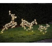 Lights4fun Harlow Leaping Light Up Reindeer Family with 240 LED Lights Across Three Figures | Stands, Ground Stakes and Guy Ropes Included | Outdoor Christmas Plug in Decoration