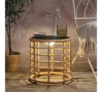 Lights4fun Hygge Solar Powered Light Up Garden Table with Warm White LED Lights, Outdoor Side Table for Patios, Balconies, Garden Seating Areas & Summer Entertaining