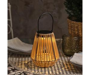 Lights4fun Hygge Wicker Style Solar Lantern with Warm White LED, Outdoor Garden Lantern for Patios, Balconies & Summer Evening Décor