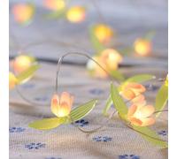 Lights4fun Indoor 20 Warm White Micro LED Battery Operated Mini Tulip Flower Decorative String Fairy Lights with Timer 1.9m