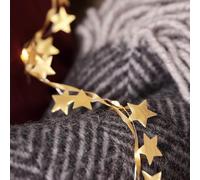 Lights4fun Indoor 40 Warm White Micro LED Gold Fabric Star Garland String Fairy Lights Battery Operated with Timer 3.8m