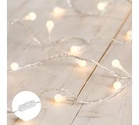 Lights4fun Indoor Berry String Fairy Lights 40 Warm White LEDs on Clear Cable 3.1m Plug in Rocker Switch