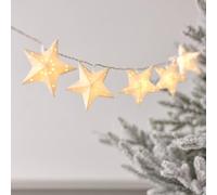 Lights4fun Indoor Christmas White Paper Star Garland 10 Warm White LEDs Battery Operated String Fairy Lights with Timer 1.8m