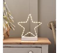 Lights4fun Indoor Christmas White Star Table Light 36 Warm White LEDs Battery Operated with Timer 22cm