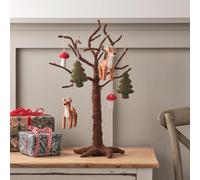 Lights4fun Indoor Felt Twig Tree with Winter Woodland Hanging Decorations, Mushroom, Christmas Tree & Reindeer 50cm