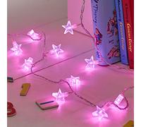 Lights4fun Indoor Star String Fairy Lights with 30 Pink LEDs on Clear Cable Plug in 3.2m